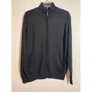 The North Pole Knit Sweater Full Zip Jacket Cardigan Black Preppy Grandpa Large